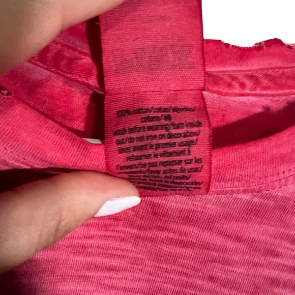 PINK Victoria’s Secret Pink Distressed Long Sleeve Logo T-Shirt Medium - Picture 7 of 7